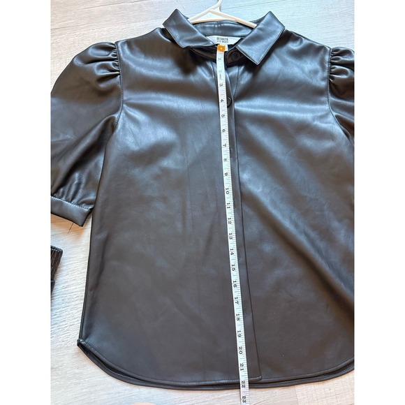 BB Dakota Steve Madden button up faux leather black top women's M with shorts - Picture 9 of 12